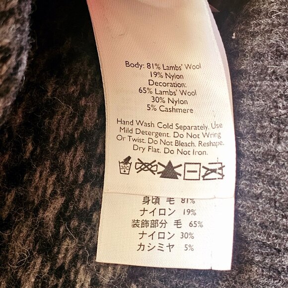 Eddie Bauer Womens Grey Fair Isle Lambs Wool Cashmere Cardigan Sweater Beaded M - Picture 6 of 12